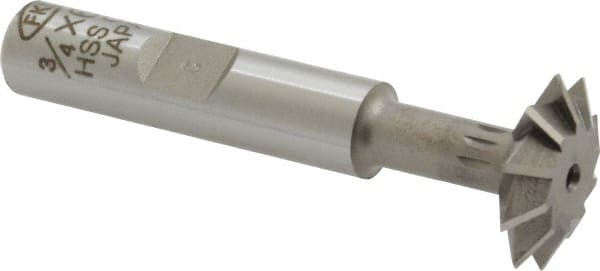 Interstate - 3/4° 3/4" Cut Diam, 3/16" Cut Width, 3/8" Shank, Cobalt Double-Angle Cutter - USA Tool & Supply