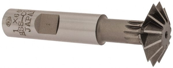 Interstate - 1° 1" Cut Diam, 5/16" Cut Width, 1/2" Shank, Cobalt Double-Angle Cutter - USA Tool & Supply