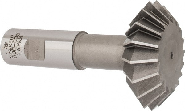 Interstate - 2-1/4° 2-1/4" Cut Diam, 3/4" Cut Width, 7/8" Shank, Cobalt Double-Angle Cutter - USA Tool & Supply