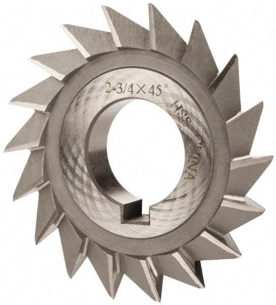 Value Collection - 2-3/4" Diam x 1/2" Width of Cut, 45° Included Angle, Arbor Connection, High Speed Steel Single Angle Cutter - Right Hand Cut, Oxide Finish - USA Tool & Supply