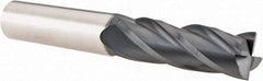 SGS - 3/4", 2-1/4" LOC, 3/4" Shank Diam, 5" OAL, 4 Flute, Solid Carbide Square End Mill - Single End, AlTiN Finish, Spiral Flute, 30° Helix, Centercutting, Right Hand Cut, Right Hand Flute, Series 1L - USA Tool & Supply