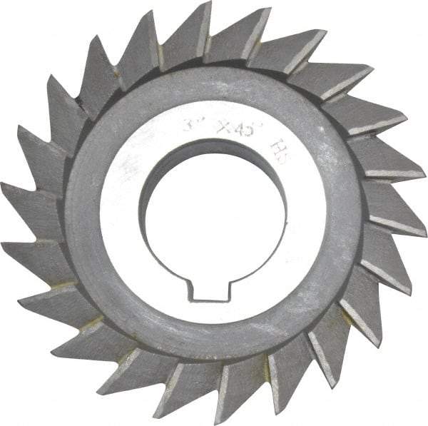 Value Collection - 3" Diam x 5/8" Width of Cut, 45° Included Angle, Arbor Connection, High Speed Steel Single Angle Cutter - Left Hand Cut, Oxide Finish - USA Tool & Supply