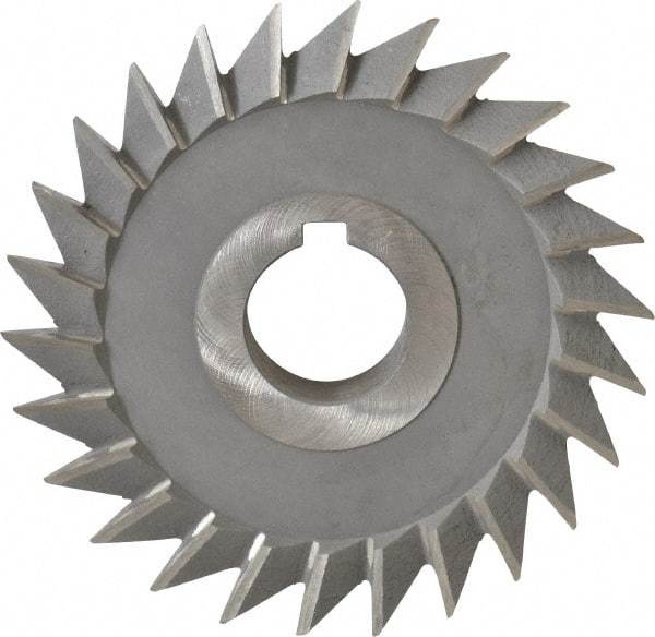 Value Collection - 4" Diam x 3/4" Width of Cut, 45° Included Angle, Arbor Connection, High Speed Steel Single Angle Cutter - Left Hand Cut, Oxide Finish - USA Tool & Supply