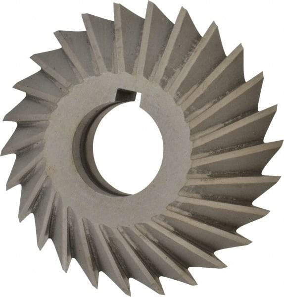 Value Collection - 4" Diam x 1" Width of Cut, 45° Included Angle, Arbor Connection, High Speed Steel Single Angle Cutter - Left Hand Cut, Oxide Finish - USA Tool & Supply