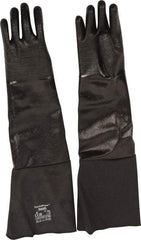 Ansell - Size M (8), 26" Long, 85 mil Thick, Supported, Neoprene Chemical Resistant Gloves - Textured Finish, Fleece/Jersey Lined, Gauntlet Cuff, ANSI Abrasion Level 3, ANSI Cut Level 2, Black, FDA Approved - USA Tool & Supply