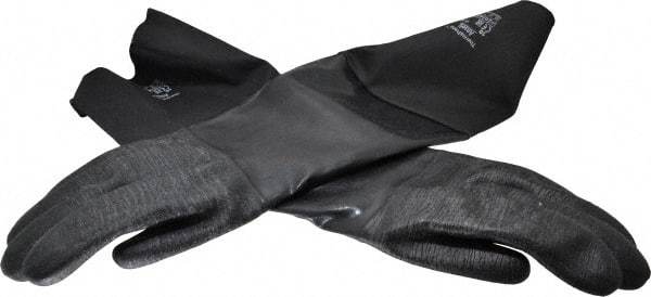 Ansell - Size XL (10), 26" Long, 85 mil Thick, Supported, Neoprene Chemical Resistant Gloves - Textured Finish, Fleece/Jersey Lined, Gauntlet Cuff, ANSI Abrasion Level 3, ANSI Cut Level 2, Black, FDA Approved - USA Tool & Supply