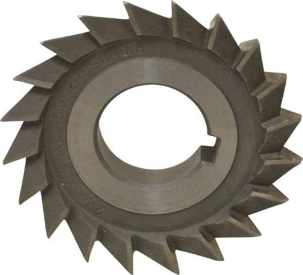 Value Collection - 2-3/4" Diam x 1/2" Width of Cut, 60° Included Angle, Arbor Connection, High Speed Steel Single Angle Cutter - Right Hand Cut, Oxide Finish - USA Tool & Supply