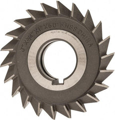 Value Collection - 3" Diam x 3/4" Width of Cut, 60° Included Angle, Arbor Connection, High Speed Steel Single Angle Cutter - Right Hand Cut, Oxide Finish - USA Tool & Supply