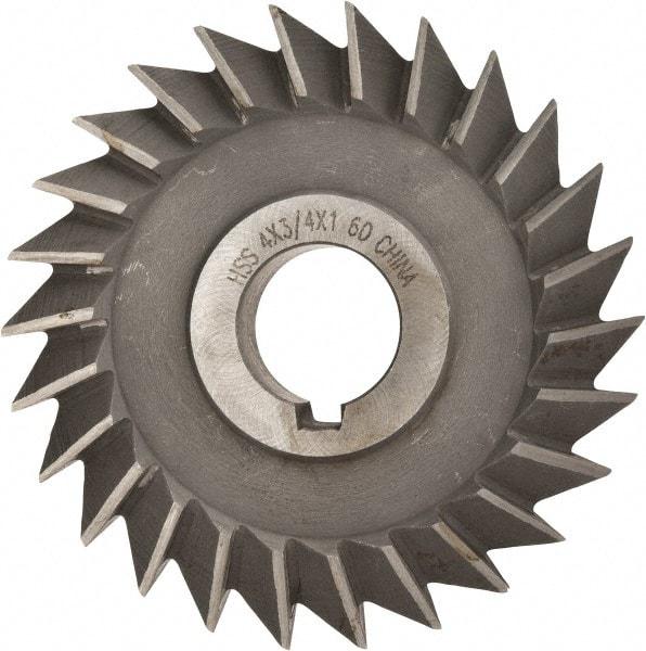 Value Collection - 4" Diam x 3/4" Width of Cut, 60° Included Angle, Arbor Connection, High Speed Steel Single Angle Cutter - Right Hand Cut, Oxide Finish - USA Tool & Supply