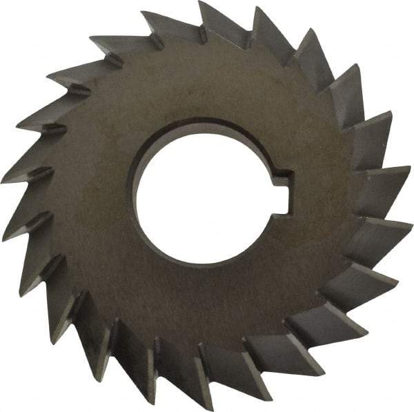 Value Collection - 3" Diam x 5/8" Width of Cut, 60° Included Angle, Arbor Connection, High Speed Steel Single Angle Cutter - Left Hand Cut, Uncoated - USA Tool & Supply