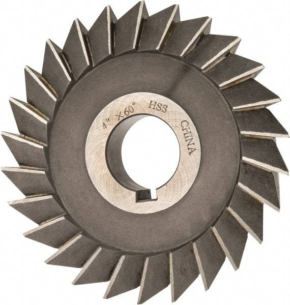 Value Collection - 4" Diam x 3/4" Width of Cut, 60° Included Angle, Arbor Connection, High Speed Steel Single Angle Cutter - Left Hand Cut, Oxide Finish - USA Tool & Supply