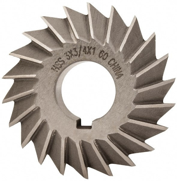 Value Collection - 3° 3" Cut Diam, 3/4" Cut Width, 1" Arbor, High Speed Steel Double-Angle Cutter - USA Tool & Supply