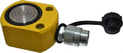 Enerpac - 20 Ton, 0.44" Stroke, 1.94 Cu In Oil Capacity, Portable Hydraulic Flat Body Cylinder - 4.43 Sq In Effective Area, 2.03" Lowered Ht., 2.47" Max Ht., 2.38" Cyl Bore Diam, 2" Plunger Rod Diam, 10,000 Max psi - USA Tool & Supply