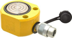 Enerpac - 30 Ton, 0.5" Stroke, 3.25 Cu In Oil Capacity, Portable Hydraulic Flat Body Cylinder - 6.49 Sq In Effective Area, 2.31" Lowered Ht., 2.81" Max Ht., 2.88" Cyl Bore Diam, 2.5" Plunger Rod Diam, 10,000 Max psi - USA Tool & Supply