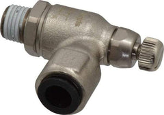 Legris - 3/8" Tube OD x 1/4" NPT Metal Flow Control Regulator - 0 to 145 psi & Treated Brass Material - USA Tool & Supply