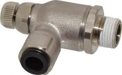 Legris - 3/8" Tube OD x 3/8" NPT Metal Flow Control Regulator - 0 to 145 psi & Treated Brass Material - USA Tool & Supply