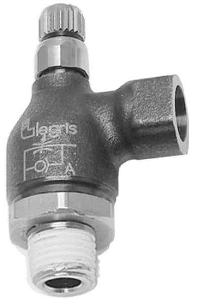 Legris - 1/4" NPT Mini Swivel Flow Control Regulator - 0 to 145 psi, Treated Brass Material & Viton O-Ring - USA Tool & Supply