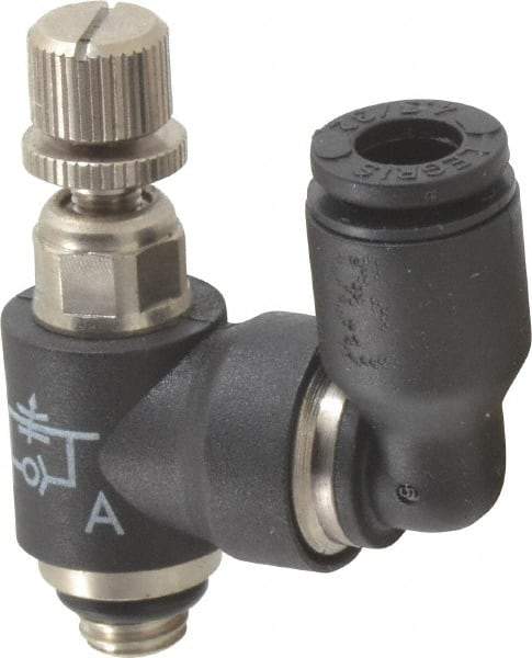 Legris - 5/32" OD x 10-32 UNF Miniature Swivel Outlet Flow Control Regulator - 0 to 145 psi & Nylon Material - USA Tool & Supply