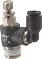 Legris - 5/32" OD x 1/8" NPT Miniature Swivel Outlet Flow Control Regulator - 0 to 145 psi & Nylon Material - USA Tool & Supply