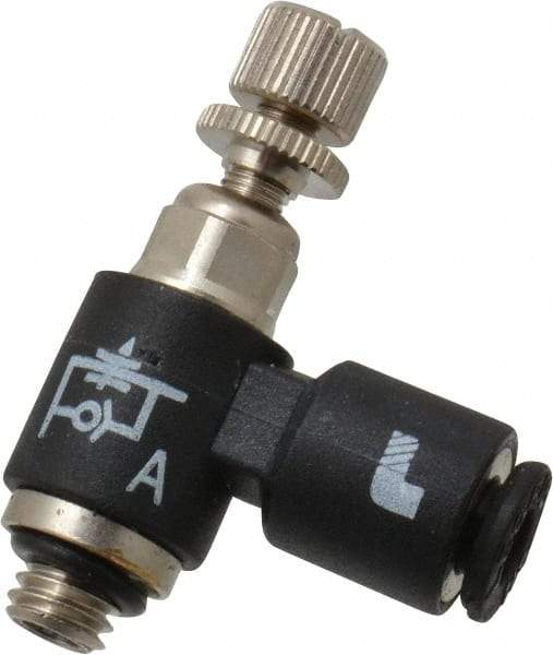 Legris - 1/8" OD x 10-32 UNF Miniature Flow Control Regulator - 0 to 145 psi & Nylon Material - USA Tool & Supply