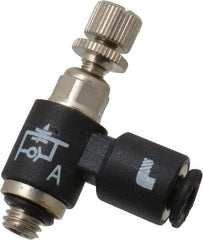Legris - 1/8" OD x 10-32 UNF Miniature Flow Control Regulator - 0 to 145 psi & Nylon Material - USA Tool & Supply