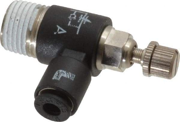 Legris - 1/8" OD x 1/8" NPT Miniature Flow Control Regulator - 0 to 145 psi & Nylon Material - USA Tool & Supply