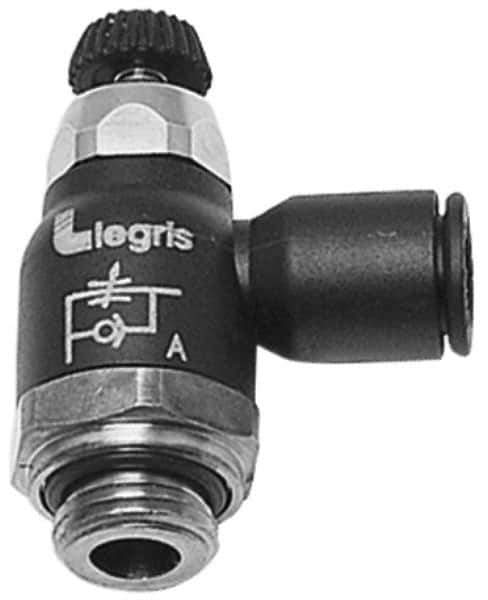 Legris - 12mm Tube OD x 3/8 Male BSPT Compact Meter Out Flow Control Valve - 14.5 to 145 psi, Nylon - USA Tool & Supply