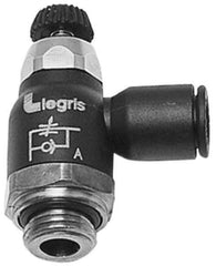 Legris - 10mm Tube OD x 1/2 Male BSPT Compact Meter Out Flow Control Valve - 14.5 to 145 psi, Nylon - USA Tool & Supply