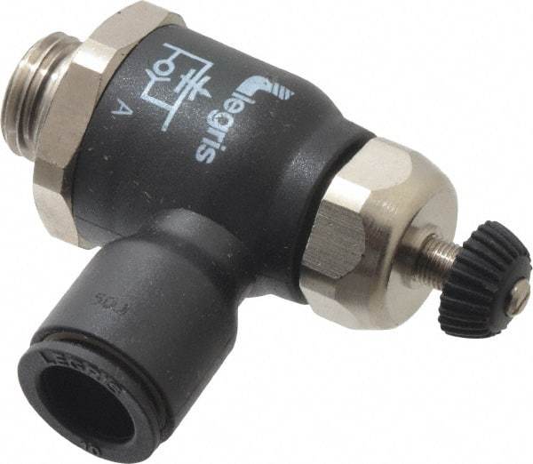 Legris - 10mm Tube OD x 1/4 Male BSPP Compact Meter Out Flow Control Valve - 14.5 to 145 psi, Nylon - USA Tool & Supply