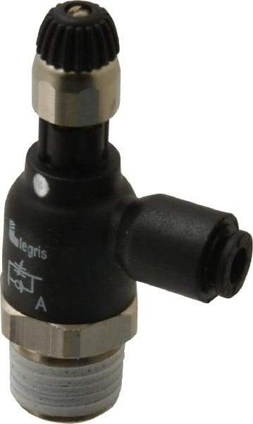 Legris - 5/32" Tube OD x 1/4 Male NPT Compact Meter Out Flow Control Valve - 14.5 to 145 psi, Nylon - USA Tool & Supply