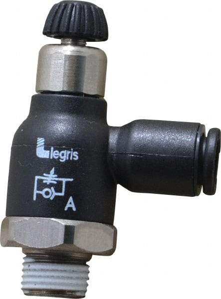 Legris - 6mm Tube OD x 1/8 Male BSPT Compact Meter Out Flow Control Valve - 14.5 to 145 psi, Nylon - USA Tool & Supply