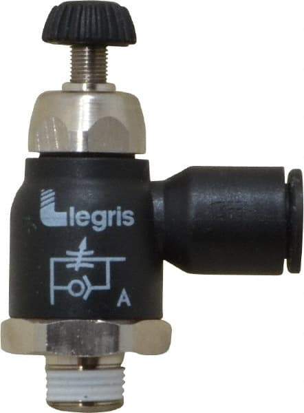 Legris - 8mm Tube OD x 1/8 Male BSPT Compact Meter Out Flow Control Valve - 14.5 to 145 psi, Nylon - USA Tool & Supply