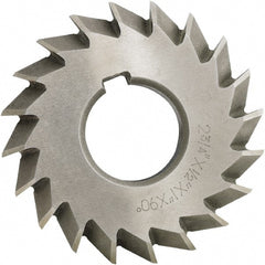 Made in USA - 5° 5" Cut Diam, 1" Cut Width, 1-1/4" Arbor, High Speed Steel Double-Angle Cutter - USA Tool & Supply