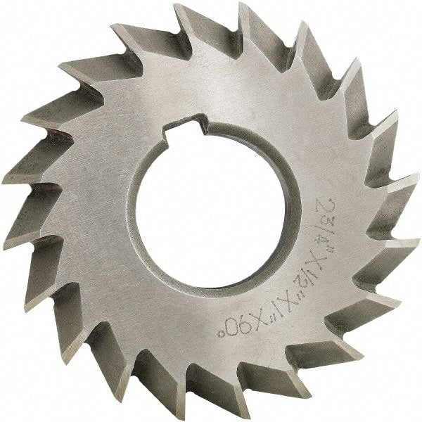 Made in USA - 4° 4" Cut Diam, 1" Cut Width, 1-1/4" Arbor, High Speed Steel Double-Angle Cutter - USA Tool & Supply