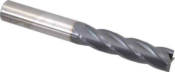 SGS - 3/4", 3" LOC, 3/4" Shank Diam, 6" OAL, 4 Flute, Solid Carbide Square End Mill - Single End, AlTiN Finish, Spiral Flute, 30° Helix, Centercutting, Right Hand Cut, Right Hand Flute, Series 1EL - USA Tool & Supply