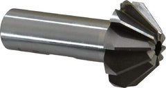 Interstate - 1-1/4" Large x 1/2" Small Diam, 17/32" Width of Cut, 90° Included Angle, High Speed Steel Face Angle Cutter - 5/8" Shank Diam, 2-13/32" Overall Length, Weldon Flat - USA Tool & Supply