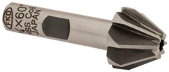 Interstate - 3/4" Large x 5/16" Small Diam, 17/32" Width of Cut, 60° Included Angle, Cobalt Face Angle Cutter - 3/8" Shank Diam, 2-3/32" Overall Length, Weldon Flat - USA Tool & Supply