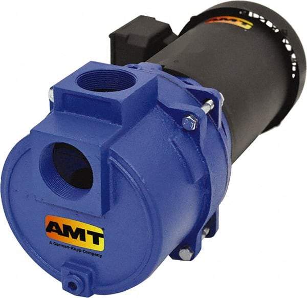 American Machine & Tool - 230/460 Volt, 8/4 Amp, 3 Phase, 3 HP, Self Priming Sewage Trash Pump - 56J Frame, 2 Inch Inlet, TEFC Motor, Cast Iron Housing, Stainless Steel Impeller, Buna N Seal - USA Tool & Supply