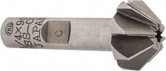 Interstate - 3/4" Large x 5/16" Small Diam, 3/8" Width of Cut, 90° Included Angle, Cobalt Face Angle Cutter - 3/8" Shank Diam, 1-15/16" Overall Length, Weldon Flat - USA Tool & Supply