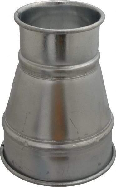 Made in USA - 6-4" ID Galvanized Duct Reducer - 8" Long, 22 Gage - USA Tool & Supply