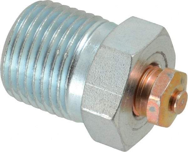 LDI Industries - 1/2-14 Thread, 1 to 5 psi Relief Pressure, Steel, Relief Vent - 1-3/8" High, 22.35mm Hex Flats Diam - USA Tool & Supply