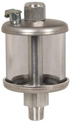 LDI Industries - 1 Outlet, Polymer Bowl, 1.89 L No Flow Control Oil Reservoir - 1/2 NPTF Outlet, 5-1/2" Diam x 10-1/8" High, 60°C Max - USA Tool & Supply