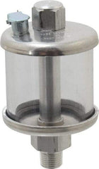 LDI Industries - 1 Outlet, Polymer Bowl, 29.6 mL No Flow Control Oil Reservoir - 1/8 NPTF Outlet, 1-1/2" Diam x 3" High, 60°C Max - USA Tool & Supply