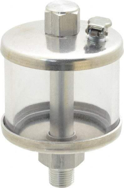 LDI Industries - 1 Outlet, Polymer Bowl, 40.7 mL No Flow Control Oil Reservoir - 1/8 NPTF Outlet, 1-3/4" Diam x 2-15/16" High, 60°C Max - USA Tool & Supply