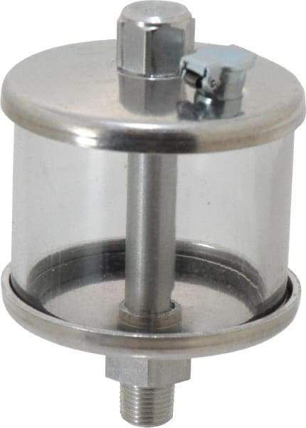 LDI Industries - 1 Outlet, Polymer Bowl, 51.8 mL No Flow Control Oil Reservoir - 1/8 NPTF Outlet, 2" Diam x 3-1/8" High, 60°C Max - USA Tool & Supply