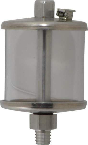 LDI Industries - 1 Outlet, Polymer Bowl, 73.9 mL No Flow Control Oil Reservoir - 1/8 NPTF Outlet, 2" Diam x 3-1/2" High, 60°C Max - USA Tool & Supply