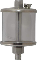 LDI Industries - 1 Outlet, Polymer Bowl, 73.9 mL No Flow Control Oil Reservoir - 1/8 NPTF Outlet, 2" Diam x 3-1/2" High, 60°C Max - USA Tool & Supply