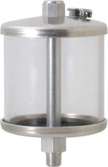 LDI Industries - 1 Outlet, Polymer Bowl, 147.9 mL No Flow Control Oil Reservoir - 1/8 NPTF Outlet, 2-1/2" Diam x 4-1/8" High, 60°C Max - USA Tool & Supply