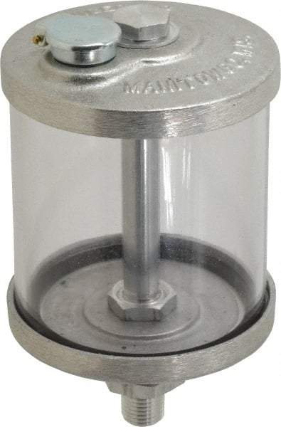 LDI Industries - 1 Outlet, Polymer Bowl, 266.2 mL No Flow Control Oil Reservoir - 1/4 NPTF Outlet, 3" Diam x 5-1/2" High, 60°C Max - USA Tool & Supply