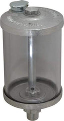 LDI Industries - 1 Outlet, Polymer Bowl, 354.9 mL No Flow Control Oil Reservoir - 3/8 NPTF Outlet, 3" Diam x 6-7/16" High, 60°C Max - USA Tool & Supply